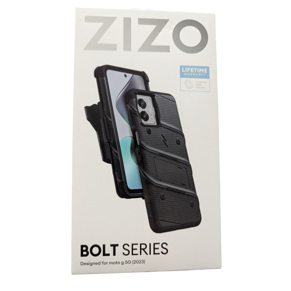 Y9. ZIZO BOLT BUNDLE FOR MOTO G 5G 2023 WITH TEMPERED GLASS, BELT CLIP & LANYARD